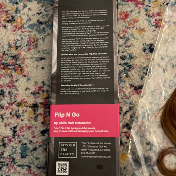 Halo hair extension-red hair. With hanger and storage bag, extra cord, and comb. - Picture 8 of 10